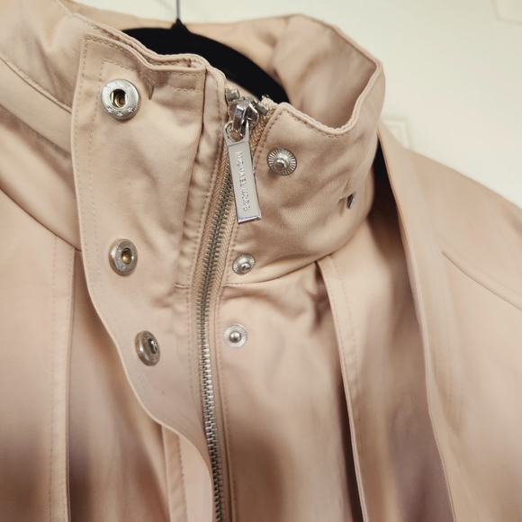 Michael Kors womens Taupe Beige removable hood Rain Trench Coat size Large - Picture 3 of 9